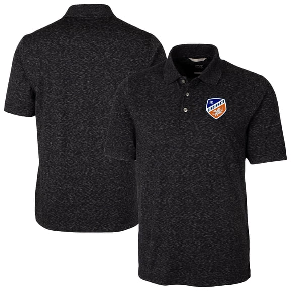 Men's-Cutter & Buck Black FC Cincinnati Advantage Tri-Blend Space Dye Polo