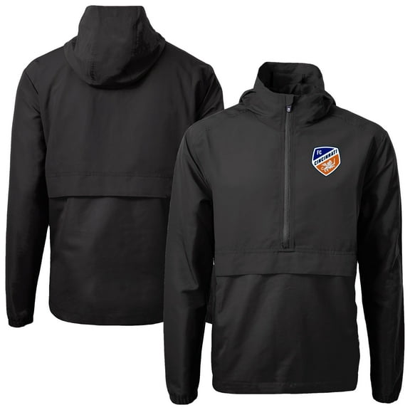 Men's-Cutter & Buck Black FC Cincinnati Charter Eco Recycled Anorak Jacket