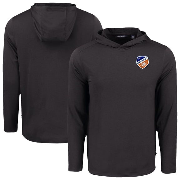 Men's Cutter & Buck Black FC Cincinnati Coastline Epic Comfort Eco Recycled Long Sleeve Hoodie T-Shirt