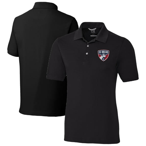 Men's Cutter & Buck Black FC Dallas Advantage Eco Tri-Blend Pique Polo