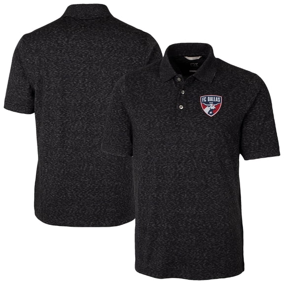 Men's-Cutter & Buck  Black FC Dallas Advantage Tri-Blend Space Dye Polo