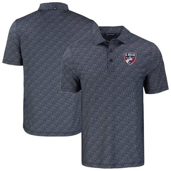 Men's Cutter & Buck Black FC Dallas Pike Eco Pebble Print Stretch Recycled Polo
