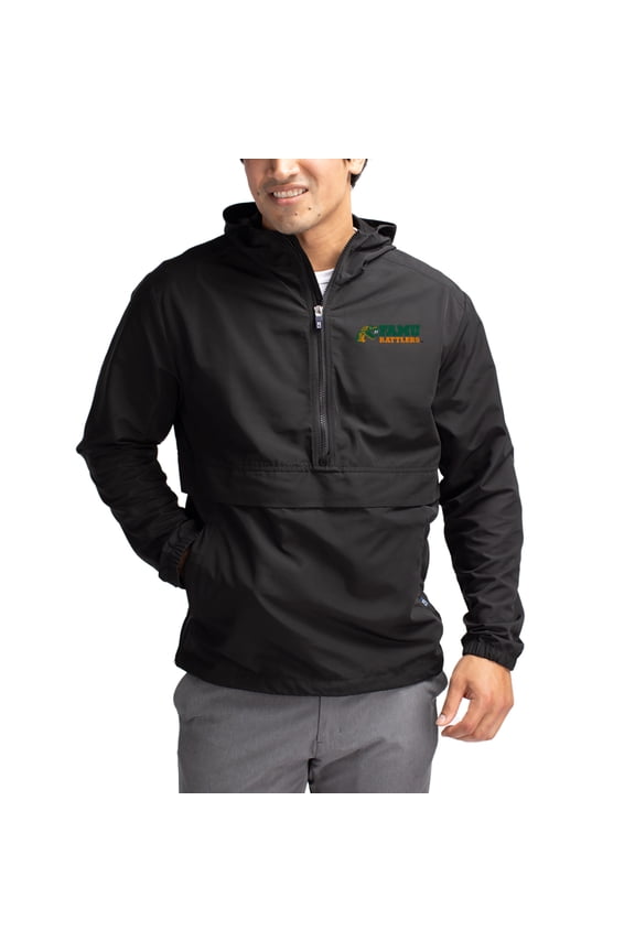 Men's Cutter & Buck Black Florida A&M Rattlers Charter Eco Recycled Half-Zip Anorak Jacket