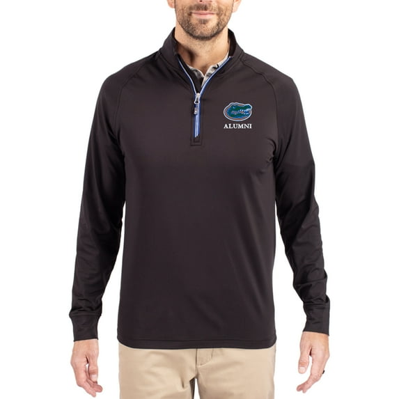 Men's Cutter & Buck Black Florida Gators DryTec Big & Tall Adapt Eco Knit Stretch Recycled Quarter-Zip
