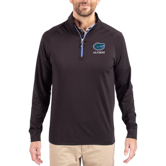 Men's Cutter & Buck Black Florida Gators DryTec Big & Tall Adapt Eco Knit Stretch Recycled Quarter-Zip