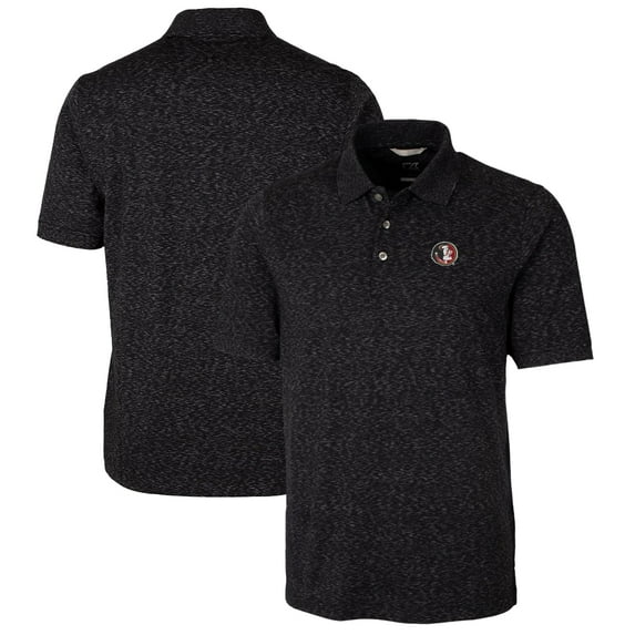Men's Cutter & Buck Black Florida State Seminoles Advantage Space Dye Tri-Blend Polo