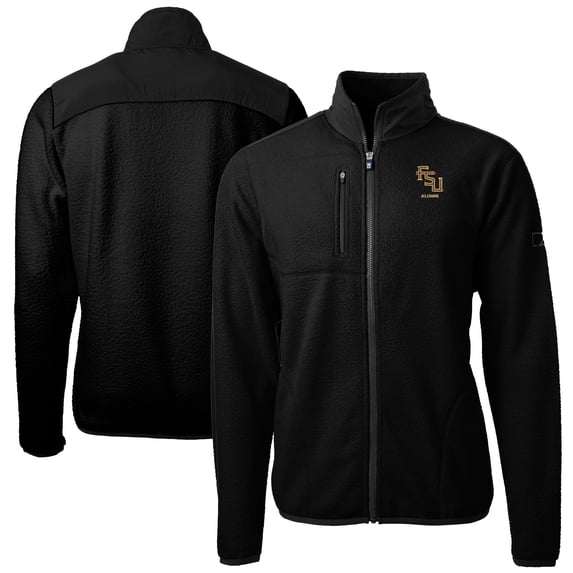 Men's Cutter & Buck Black Florida State Seminoles Alumni Logo Cascade Eco Sherpa Fleece Full-Zip Jacket
