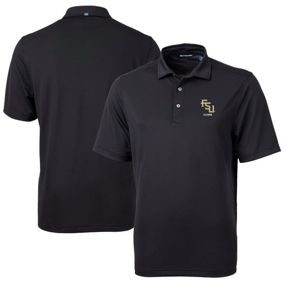 Men's Cutter & Buck Black Florida State Seminoles Alumni Logo Virtue Eco Pique Recycled Polo