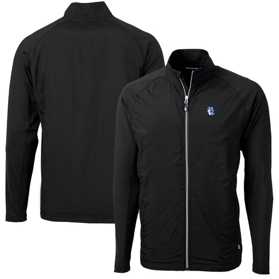 Men's Cutter & Buck Black Fresno State Bulldogs Adapt Eco Knit Hybrid Recycled Big & Tall Full-Zip Jacket
