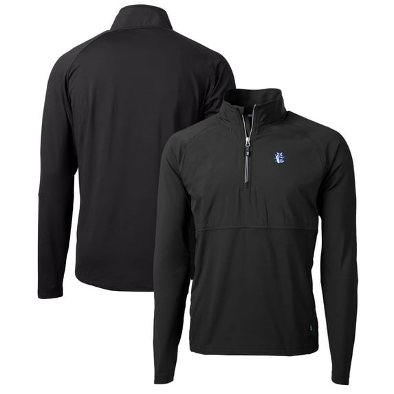 Men's Cutter & Buck Black Fresno State Bulldogs Adapt Eco Knit Hybrid Recycled Quarter-Zip Pullover Top