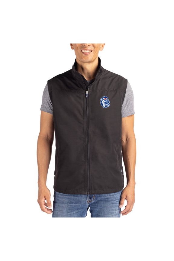 Men's Cutter & Buck Black Fresno State Bulldogs Charter Eco Recycled Full-Zip Vest
