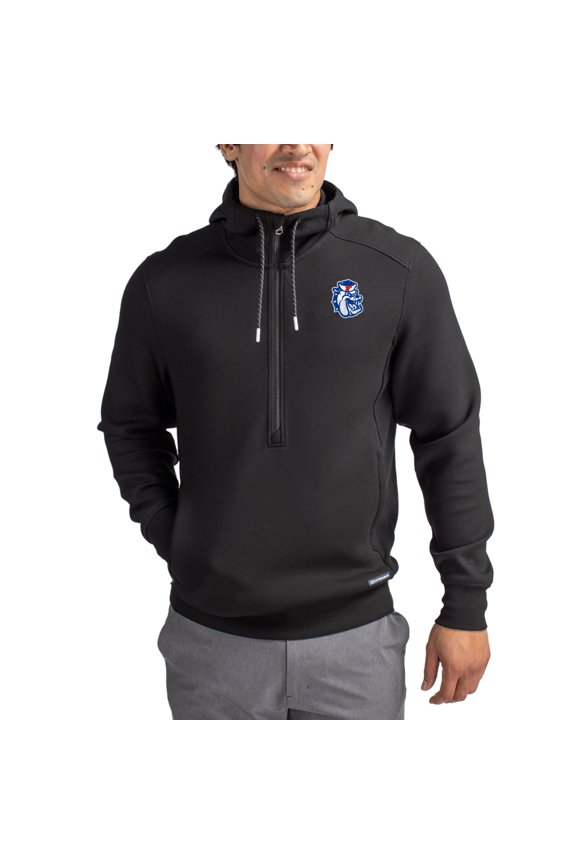 Men's-Cutter & Buck Black Fresno State Bulldogs Roam Eco Recycled Half-Zip Pullover Hoodie