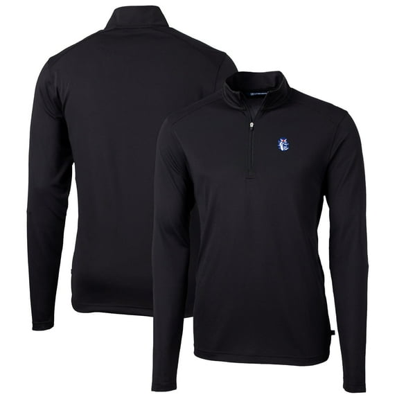 Men's Cutter & Buck Black Fresno State Bulldogs Virtue Eco Pique Recycled Quarter-Zip Pullover Top