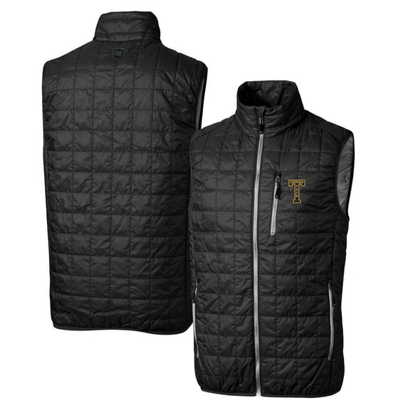 Cutter & Buck Black Georgia Tech Yellow Jackets Primary Team Logo Rainier PrimaLoft Eco Insulated Full-Zip Puffer Vest