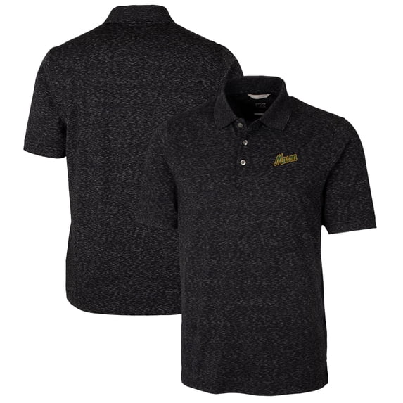 Men's Cutter & Buck Black George Mason Patriots Advantage Space Dye Tri-Blend Polo