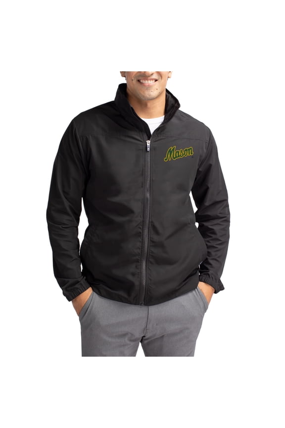 Men's Cutter & Buck Black George Mason Patriots Charter Eco Recycled Full-Zip Jacket