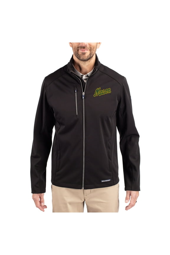Men's Cutter & Buck Black George Mason Patriots Evoke Eco Softshell Recycled Full-Zip Jacket