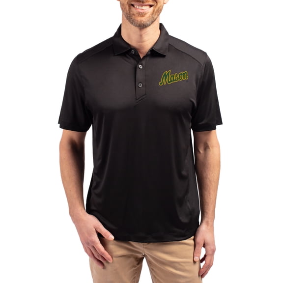 Men's-Cutter & Buck Black George Mason Patriots Forge Eco Stretch Recycled Polo