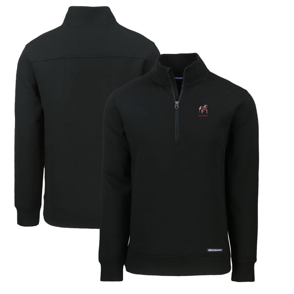 Men's Cutter & Buck Black Georgia Bulldogs Alumni Logo Roam Eco Recycled Quarter-Zip Sweatshirt