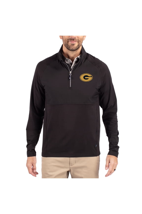 Men's Cutter & Buck Black Grambling Tigers Adapt Eco Knit Hybrid Recycled Quarter-Zip Jacket