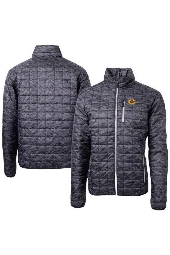 Men's-Cutter & Buck Black Grambling Tigers Rainier Eco Insulated Camo PrimaLoft Full-Zip Puffer Jacket