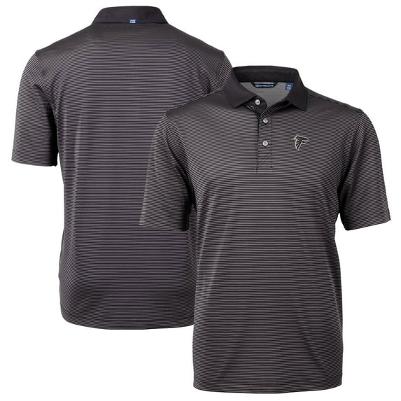 Men's Cutter & Buck Black/Gray Atlanta Falcons Virtue Eco Pique Micro Stripe Recycled Polo