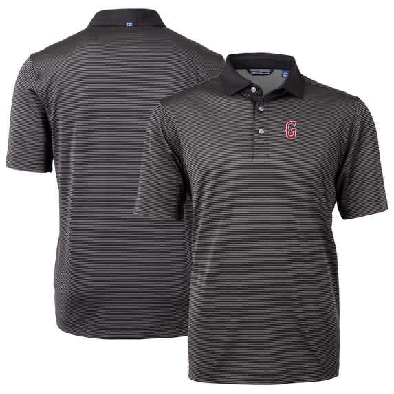 Men's Cutter & Buck Black/Gray Greenville Drive Virtue Eco Pique Micro Stripe Recycled Polo