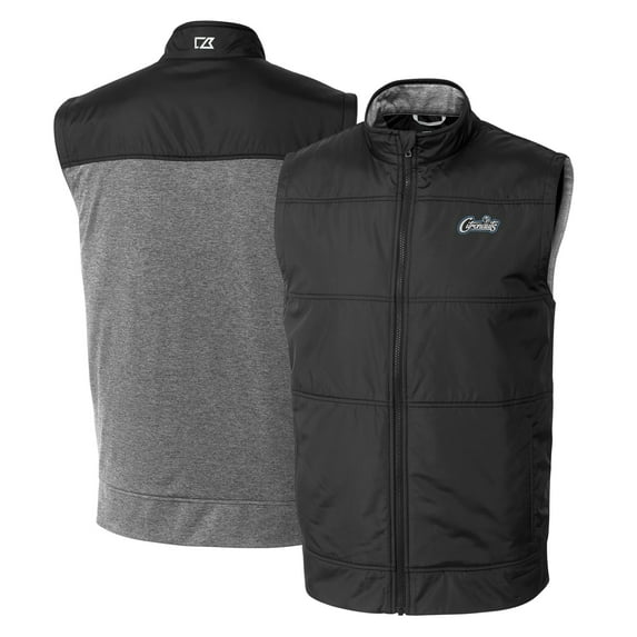 Men's Cutter & Buck Black/Gray UCF Knights Citronaut Logo Big & Tall Stealth Hybrid Quilted Windbreaker Full-Zip Vest