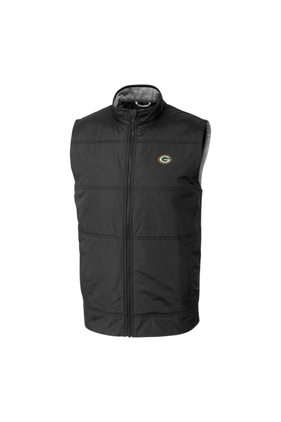 Men's Cutter & Buck Black Green Bay Packers Big & Tall Stealth Full-Zip Vest