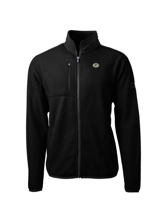 Men's Cutter & Buck Black Green Bay Packers Cascade Eco Sherpa Fleece Full-Zip Jacket