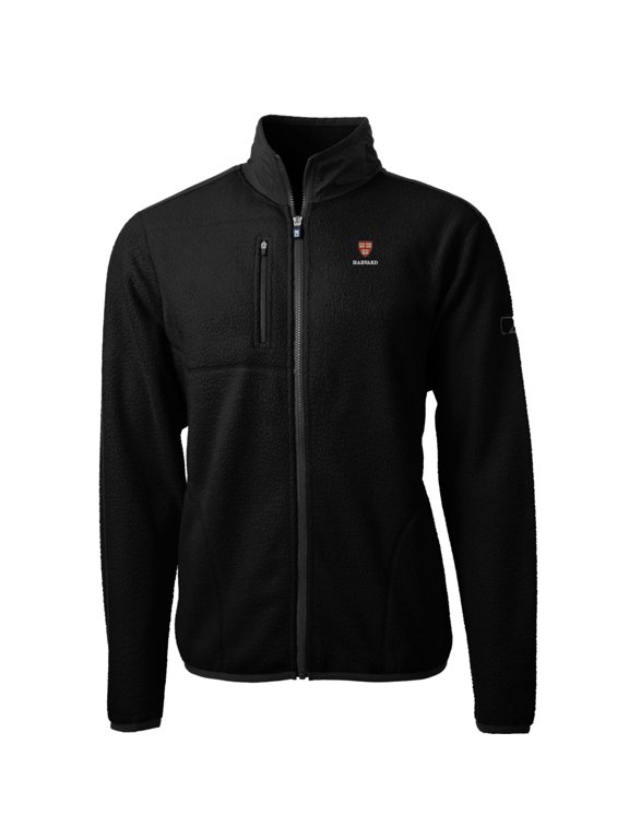 Men's Cutter & Buck Black Harvard Crimson Team Logo Cascade Eco Sherpa Fleece Full-Zip Jacket