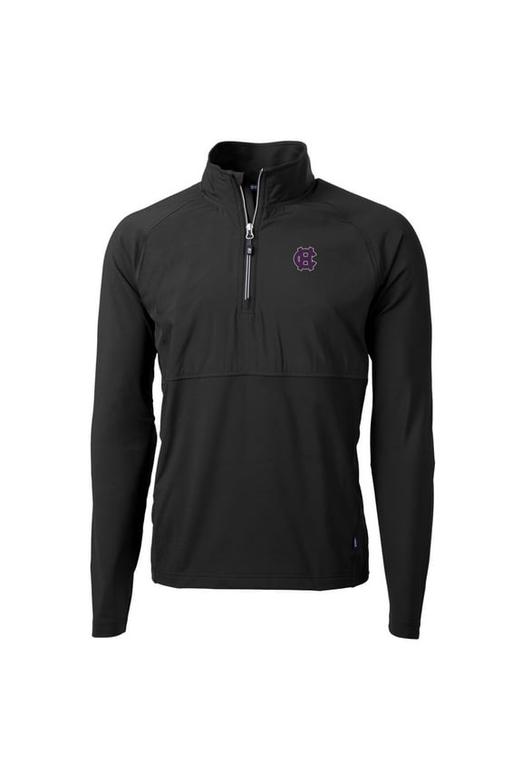 Men's Cutter & Buck Black Holy Cross Crusaders Adapt Eco Knit Hybrid Recycled Quarter-Zip Pullover Top
