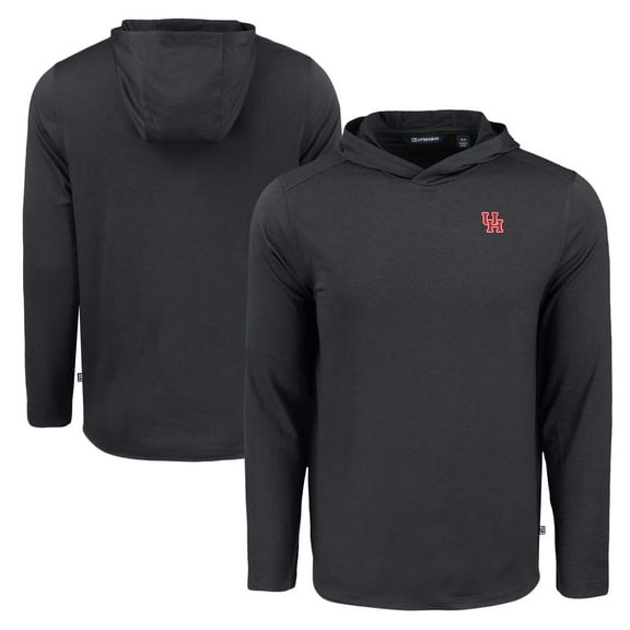 Men's Cutter & Buck Black Houston Cougars Coastline Epic Comfort Eco Recycled Long Sleeve Hoodie T-Shirt