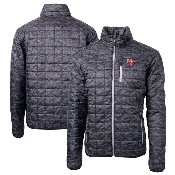 Men's Cutter & Buck Black Houston Cougars Rainier Primaloft Eco Full-Zip Hooded Jacket
