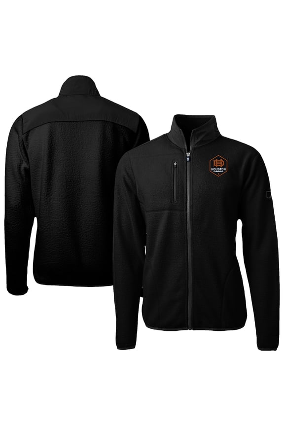 Men's-Cutter & Buck Black Houston Dynamo FC Big & Tall Cascade Eco Sherpa Fleece Full-Zip Jacket