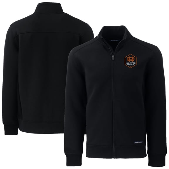 Men's-Cutter & Buck  Black Houston Dynamo FC Big & Tall Roam Eco Tri-Blend Recycled Full-Zip Jacket