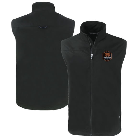 Men's-Cutter & Buck Black Houston Dynamo FC Charter Eco Recycled Full-Zip Vest