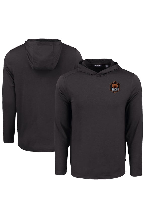 Men's Cutter & Buck Black Houston Dynamo FC Coastline Epic Comfort Eco Recycled Long Sleeve Hoodie T-Shirt