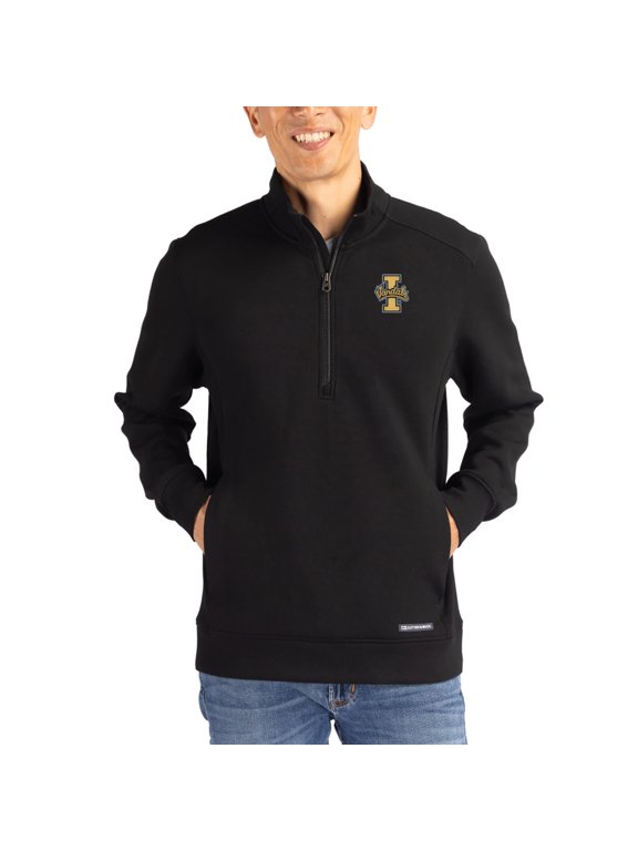Men's-Cutter & Buck Black Idaho Vandals Roam Eco Recycled Quarter-Zip Pullover