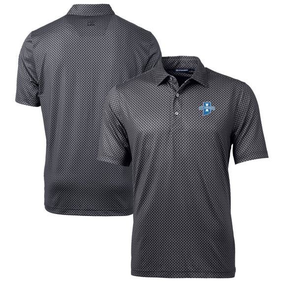 Men's Cutter & Buck Black Indiana State Sycamores Big & Tall Pike Banner Print Polo