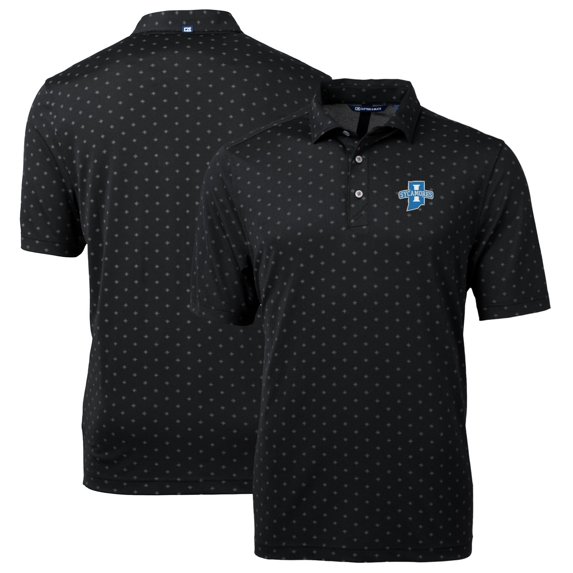 Men's Cutter & Buck Black Indiana State Sycamores Big & Tall Virtue Eco Pique Tile Print Recycled Polo