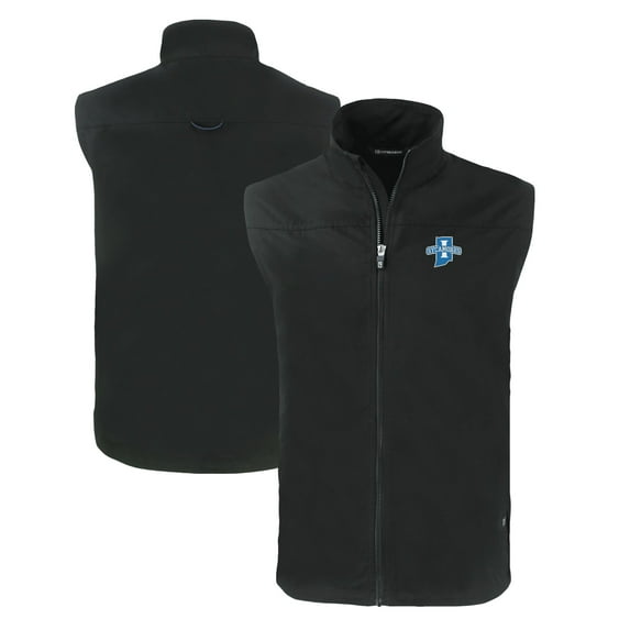 Men's Cutter & Buck Black Indiana State Sycamores Charter Eco Recycled Full-Zip Vest