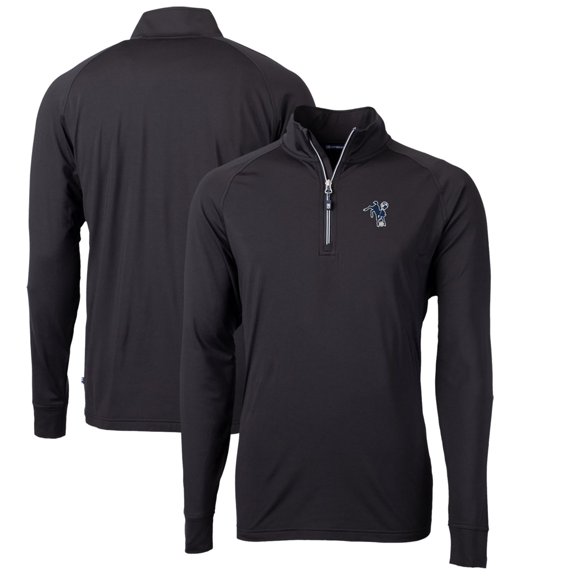 Men's Cutter & Buck Black Indianapolis Colts Adapt Eco Knit Stretch Recycled Quarter-Zip Throwback Pullover Top