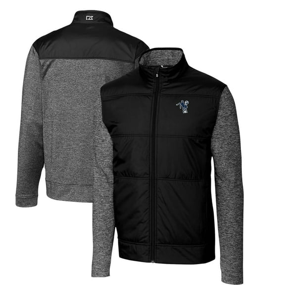 Men's Cutter & Buck Black Indianapolis Colts Throwback Logo Big & Tall Stealth Hybrid Quilted Full-Zip Windbreaker