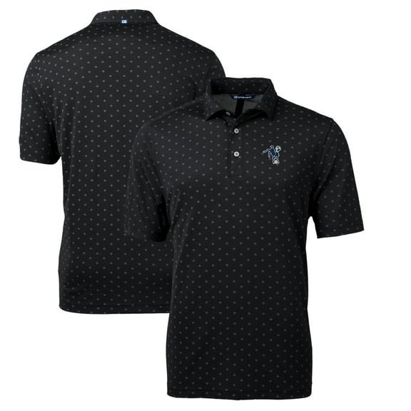 Men's Cutter & Buck Black Indianapolis Colts Throwback Logo Virtue Eco Pique Tile Recycled Polo