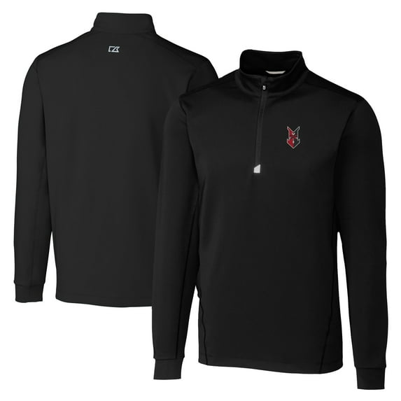 Men's Cutter & Buck Black Indianapolis Indians Big & Tall Traverse Stretch Quarter-Zip Top