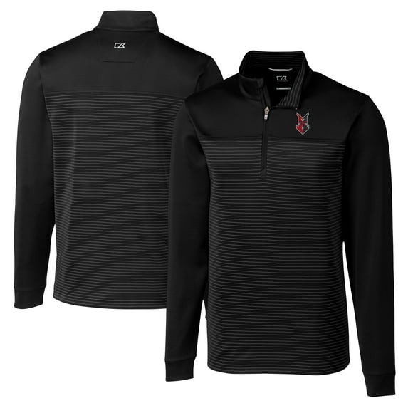 Men's Cutter & Buck Black Indianapolis Indians Big & Tall Traverse Stripe Stretch Quarter-Zip Top