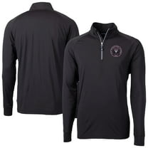 Men's-Cutter & Buck  Black Inter Miami CF Adapt Eco Knit Stretch Recycled Raglan Quarter-Zip Pullover Top