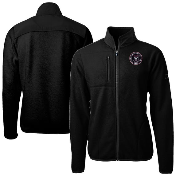 Men's-Cutter & Buck Black Inter Miami CF Cascade Eco Fleece Full Zip Jacket