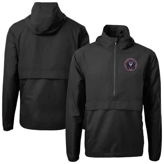 Men's-Cutter & Buck Black Inter Miami CF Charter Eco Recycled Full-Zip Anorak Jacket